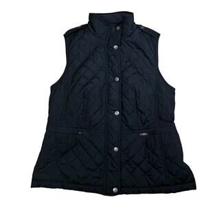 Talbots Black Fleece Lined Quilted Puffer Vest Sleeveless Size Small
